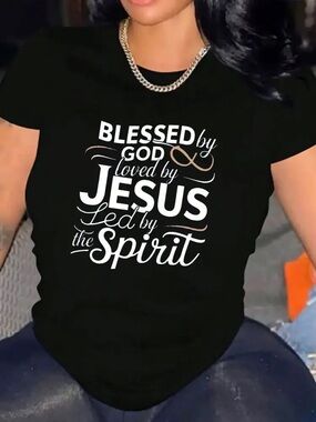 Blessed by God Loved by Jesus Inspirational Black Graphic Tee - Women's 2XL NWOT